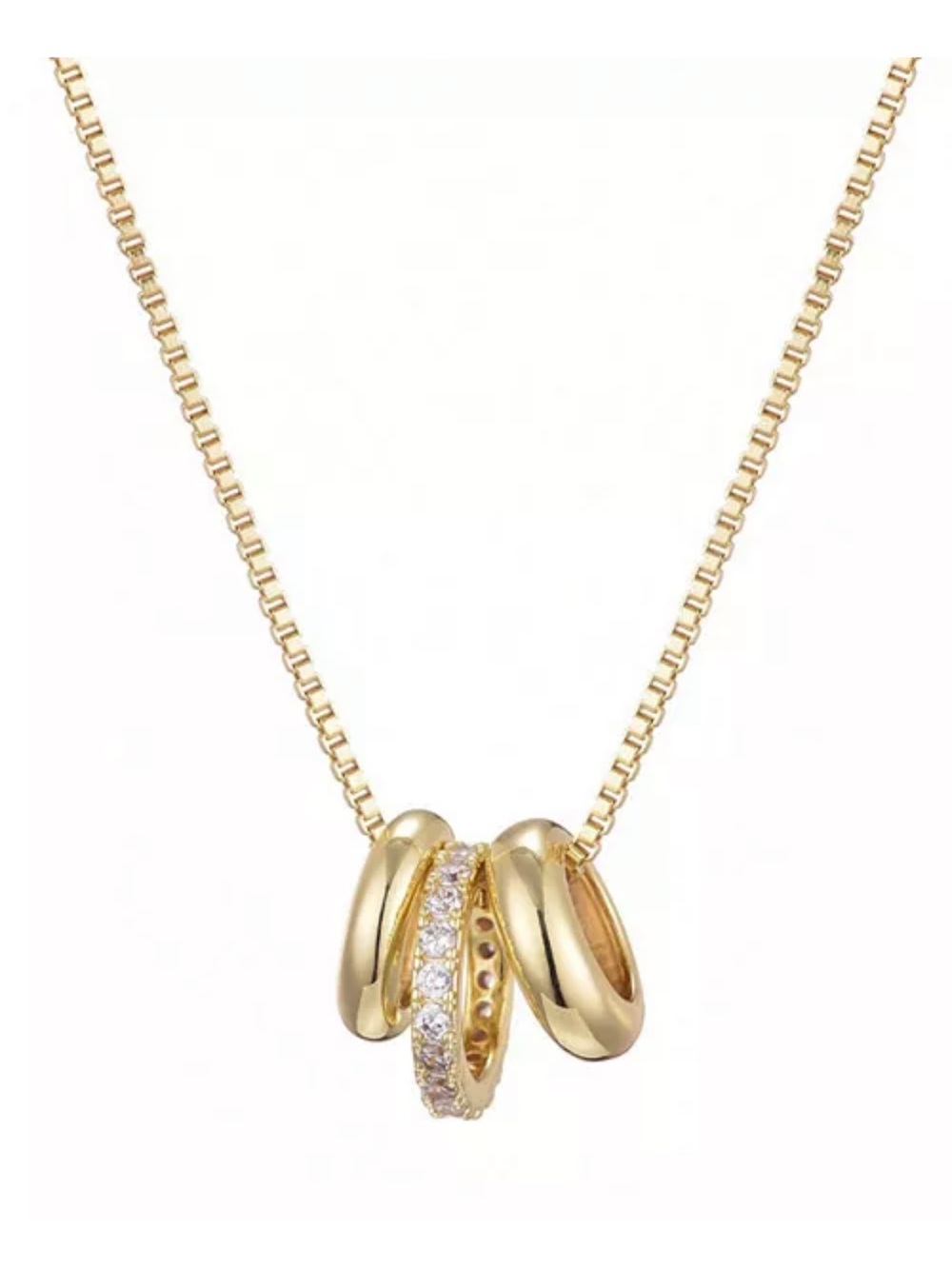 ADORNIA Gold Three Ring Necklace